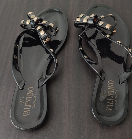 Valentino Black Studded Bow Sandals - Picture 2 of 6